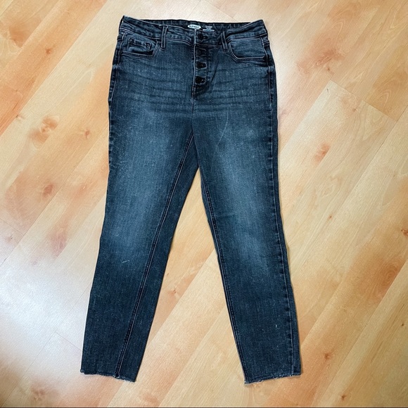 Old Navy Black High-Waisted Button-Fly Rockstar Super Skinny Ankle Jeans Size 8 - Picture 5 of 9